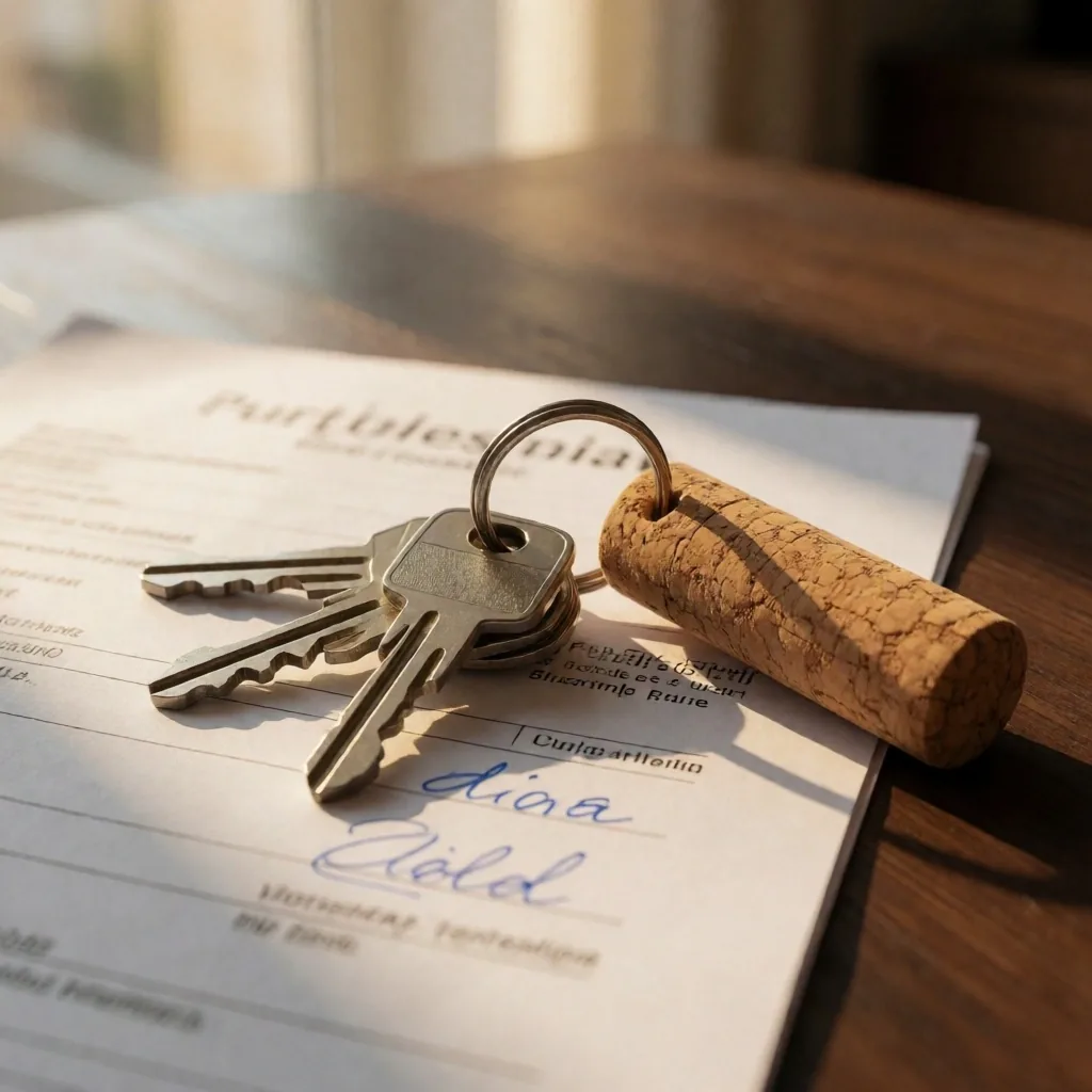 Contrato de alquiler y llaves de un apartamento en Portugal