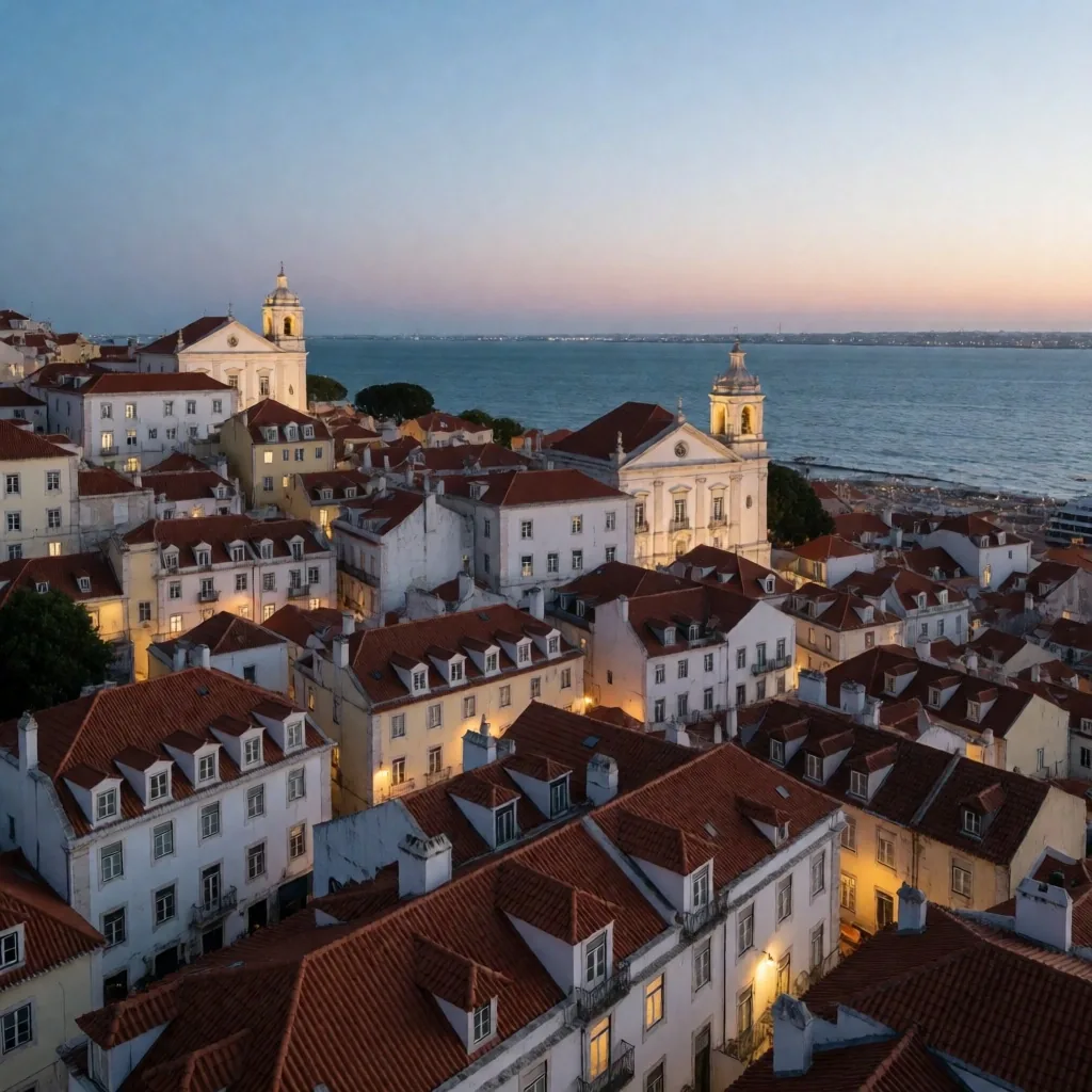 Vista aérea de Lisboa al atardecer